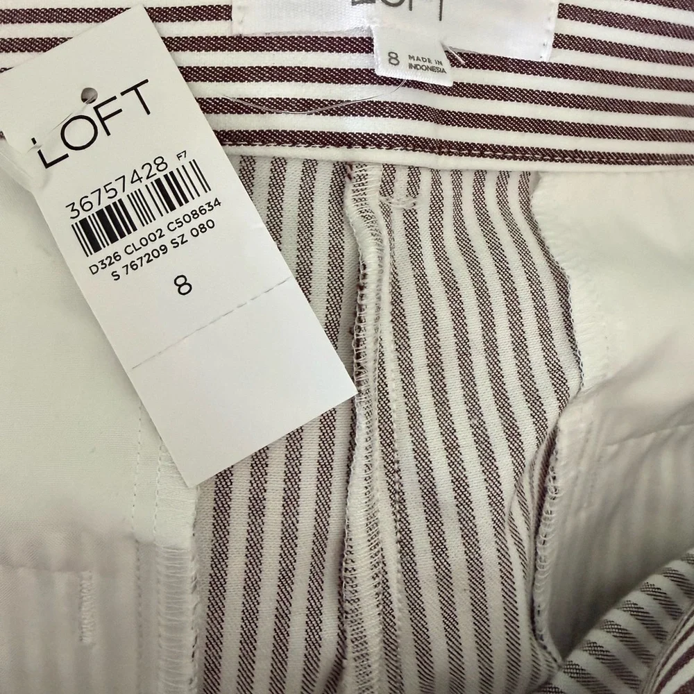 NWT LOFT Brown and White Striped Wide Leg Pants - Picture 4 of 4